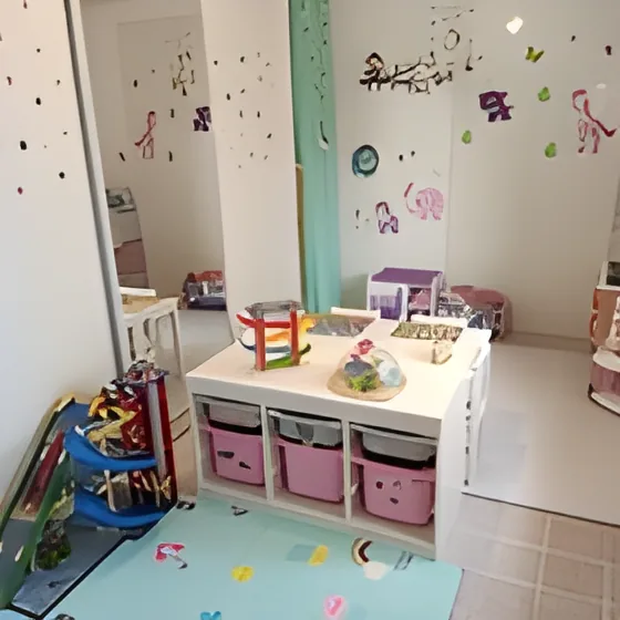 Salle de jeux chaleureuse aménagée pour les tout-petits chez Caroline